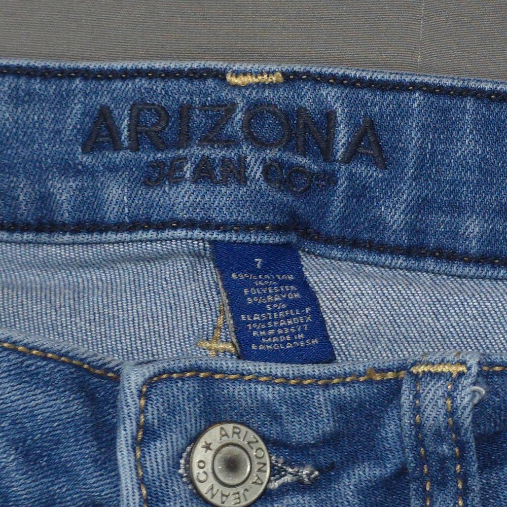 Arizona Jean Co Womens Size 7 Mid Rise Skinny Distressed Ripped Denim Jeans - Picture 5 of 12